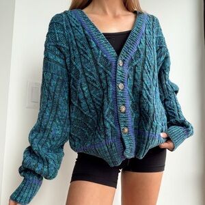 Vintage Blue Cable Knit Sweater